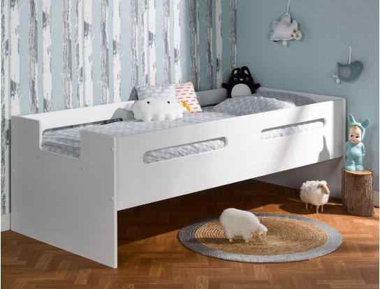 Lit mi hauteur enfant Plume Blanc 90/190 en position lit bas.