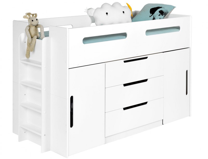 Mid-height children's bed Plume White