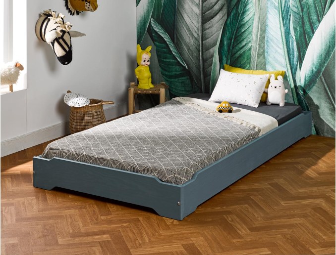 Cama Montessori verde a ras de suelo 90x190 cm