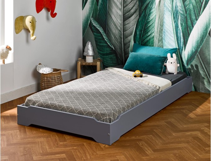 Letto montessoriano a terra grigio 90x190 cm