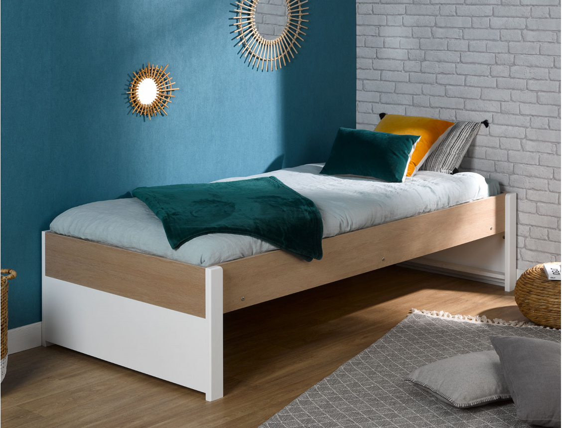 Children's bed 90x200 cm White and wood made in France