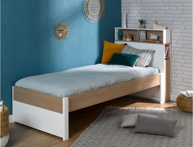 Children's bed 90x200 with headboard made in France