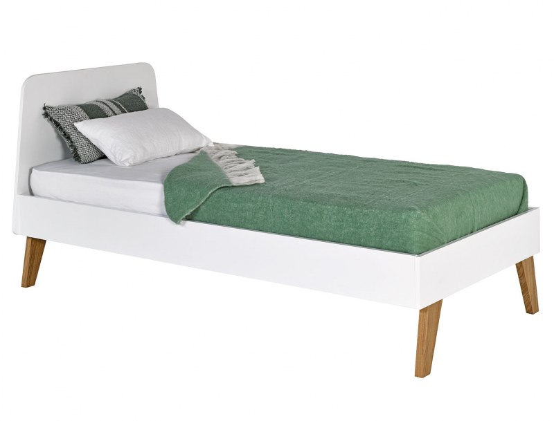 Letto per bambini 90x200 Bianco e legno con testata