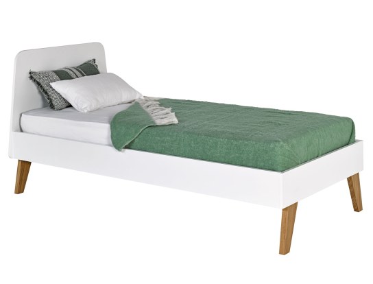 Letto per bambini 90x200 Bianco e legno con testata