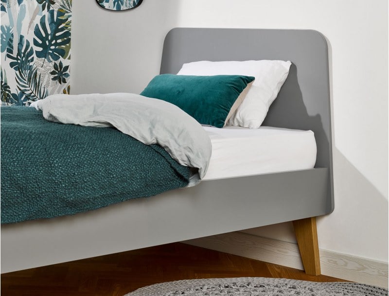 Kinderbed 90x200 cm grijs en hout