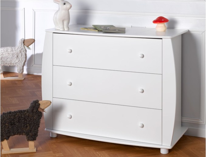 Babbykommode Médéa Weiß mit 3 Schubladen