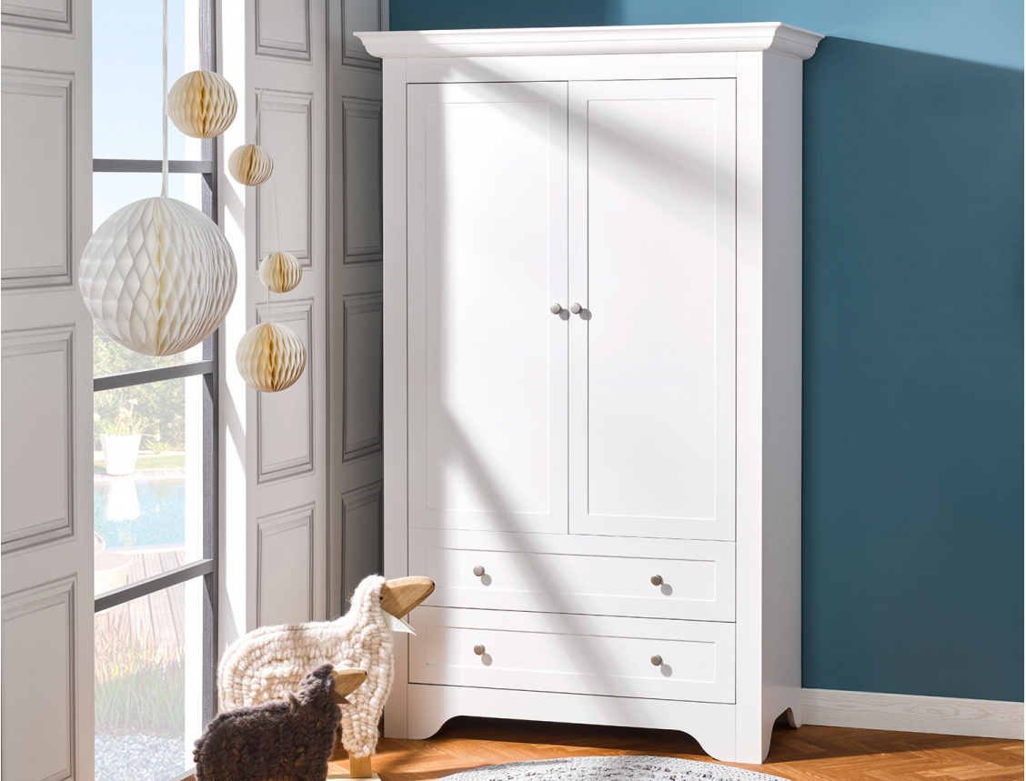Occitane White baby and children's wardrobe 2 doors 2 drawers