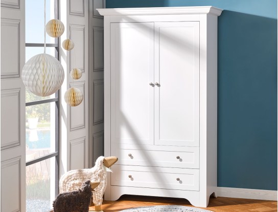 Occitane White baby and children's wardrobe 2 doors 2 drawers
