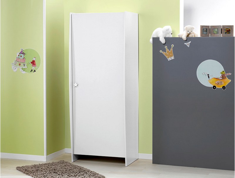 White children's wardrobe with 1 door