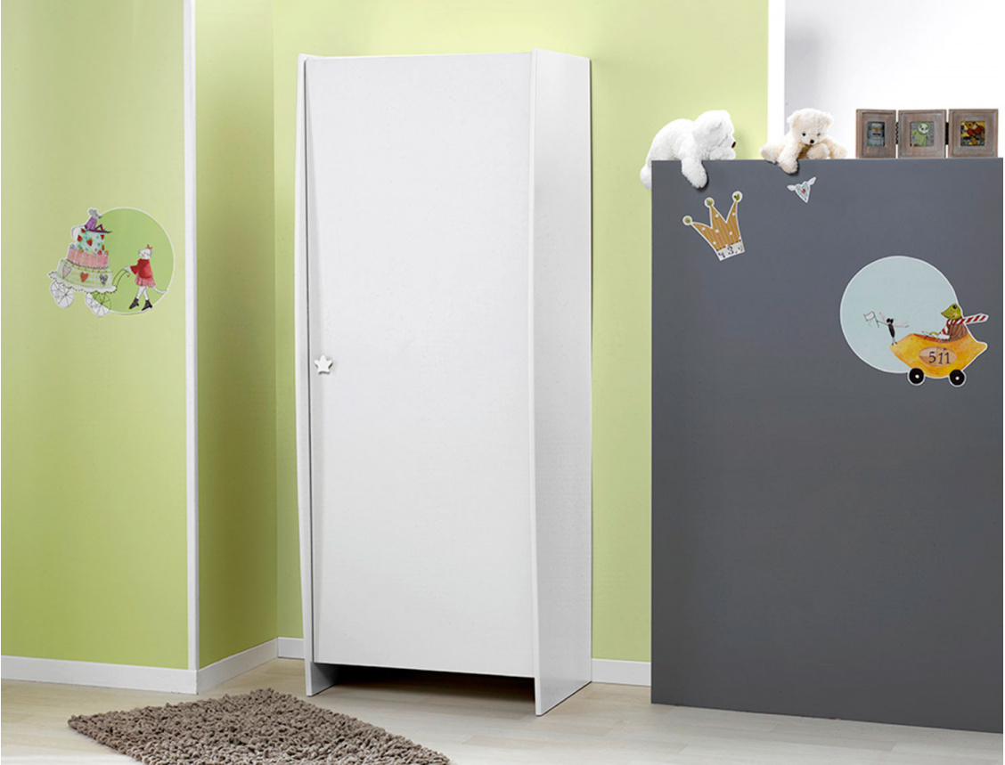 White children's wardrobe with 1 door