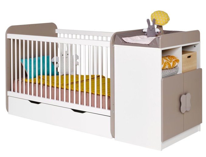 Evolutives Baby-Zimmer Weiß/Leinen mit Matratze+Schublade Madrid