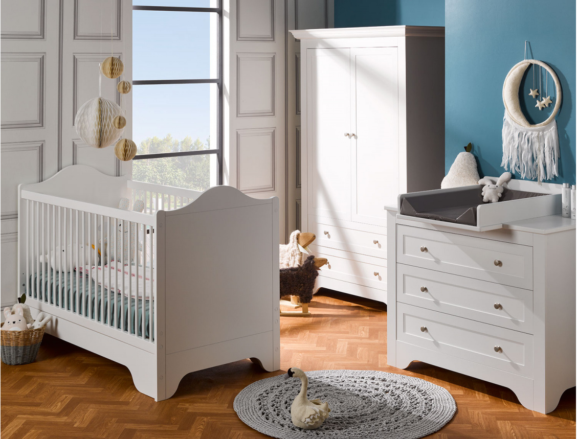 Habitación de bebé Occitane blanca cama 70x140