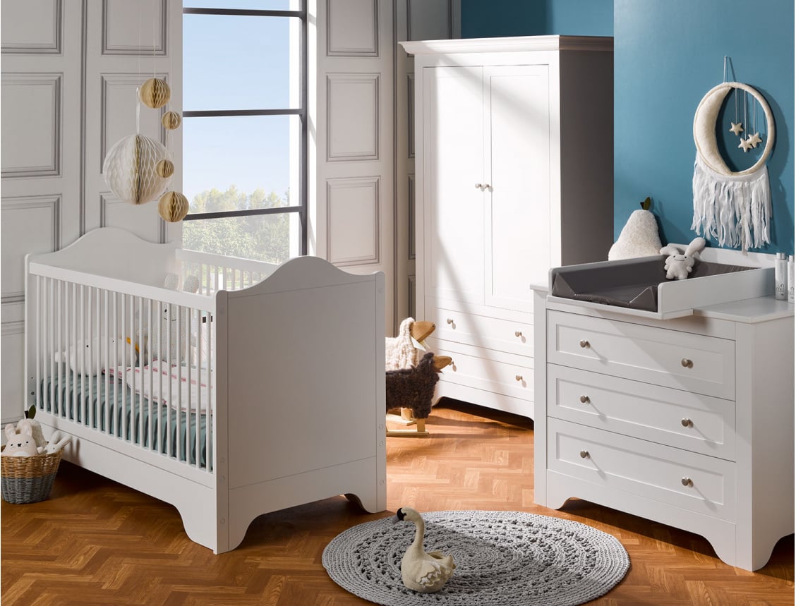 Babyzimmer Occitane weiß, Bettgröße 70x140
