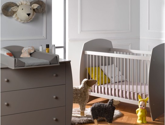 chambre bébé lit 70x140 commode plan à langer Sable Lin Médéa