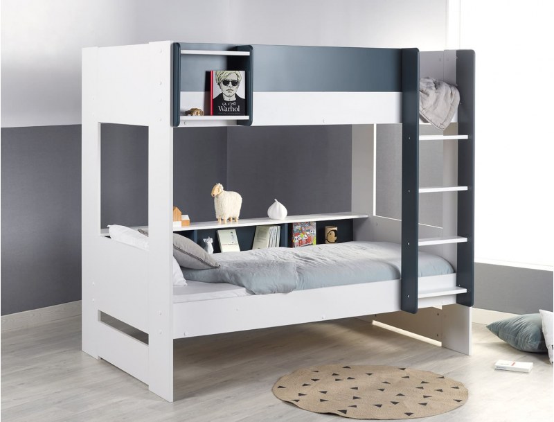 Opus bunk bed 90x190 cm White and Blue with storage