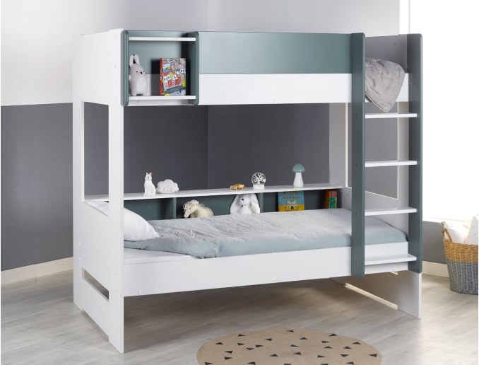 Stapelbed voor kinderen Wit en Mosgroen 90x190 cm slaapoppervlak