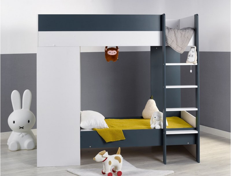 Litera evolutiva Opus azul noche en posición de cama baja pequeña 90x140