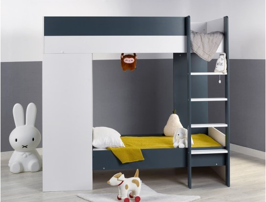 Opus midnight blue convertible bunk bed in small lower bed position 90x140