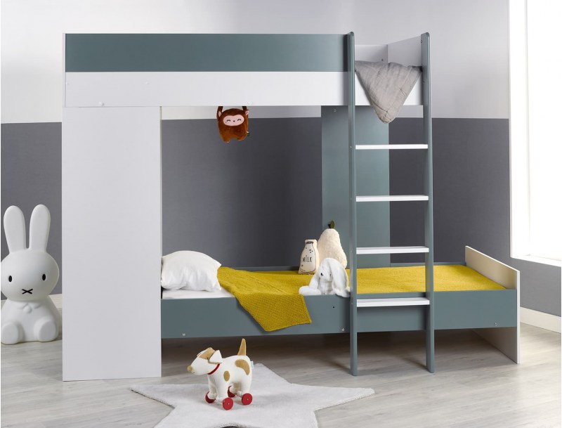 Letto a castello evolutivo con armadio, in posizione con due letti 90x190