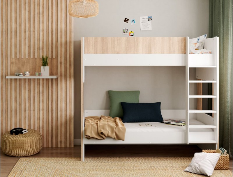 Letto a castello in legno e Bianco Duna per adolescenti