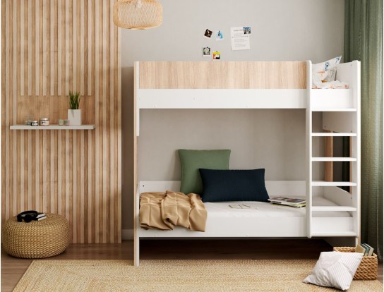 Litera de madera y Blanco Duna para adolescentes
