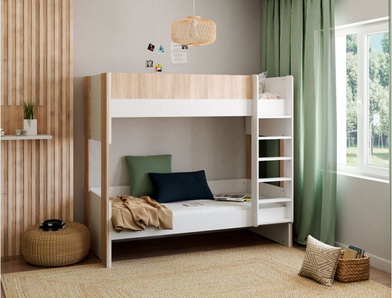 Letto a castello design in legno e Bianco Dune