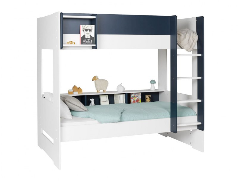 Opus White and Blue Bunk Bed 90x190 cm