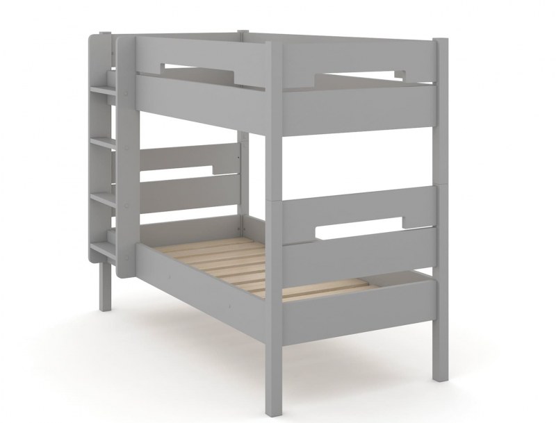 Flannel grey separable bunk bed 90x190, with slatted bed bases