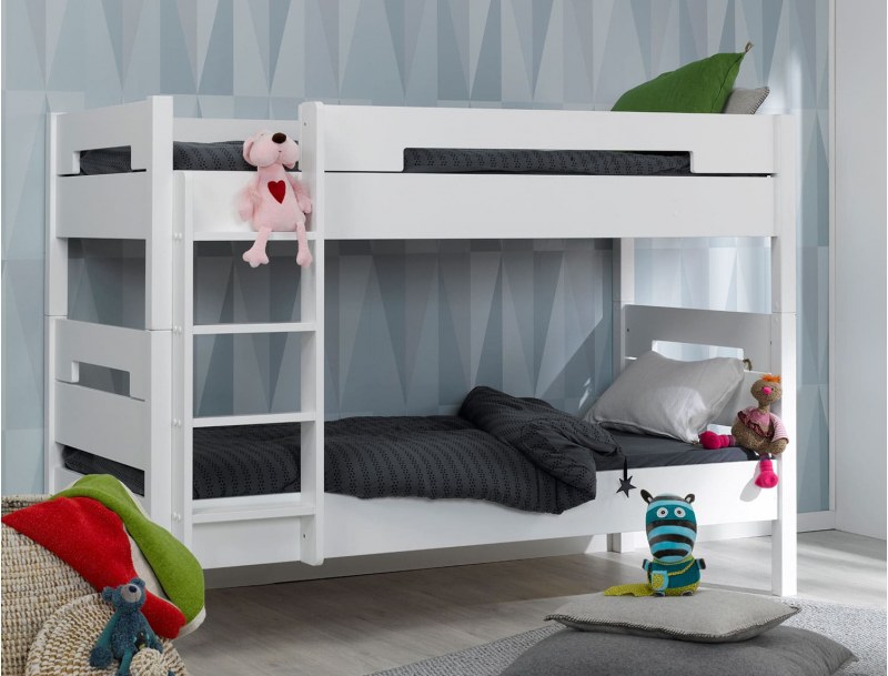 Separable white bunk bed with mattress