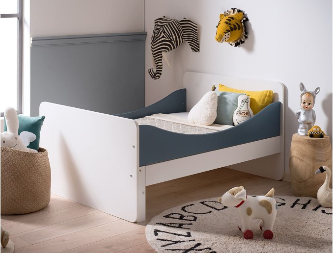 Opus White and Midnight Blue convertible child bed