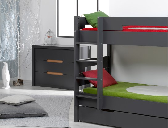 Chambre enfant lit superposé Milo Anthracite