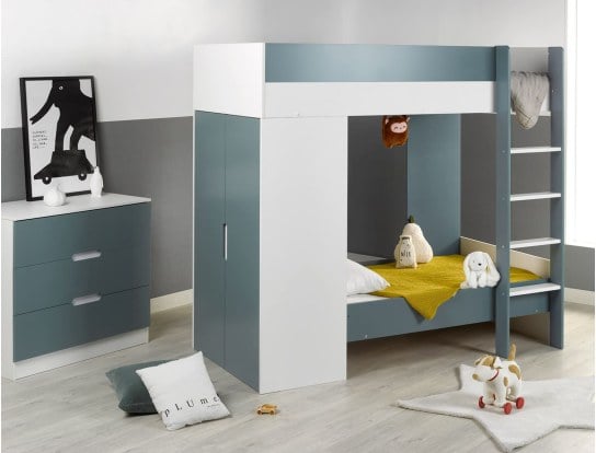 Kinderkamer met evolutief stapelbed Opus Wit & Mosgroen