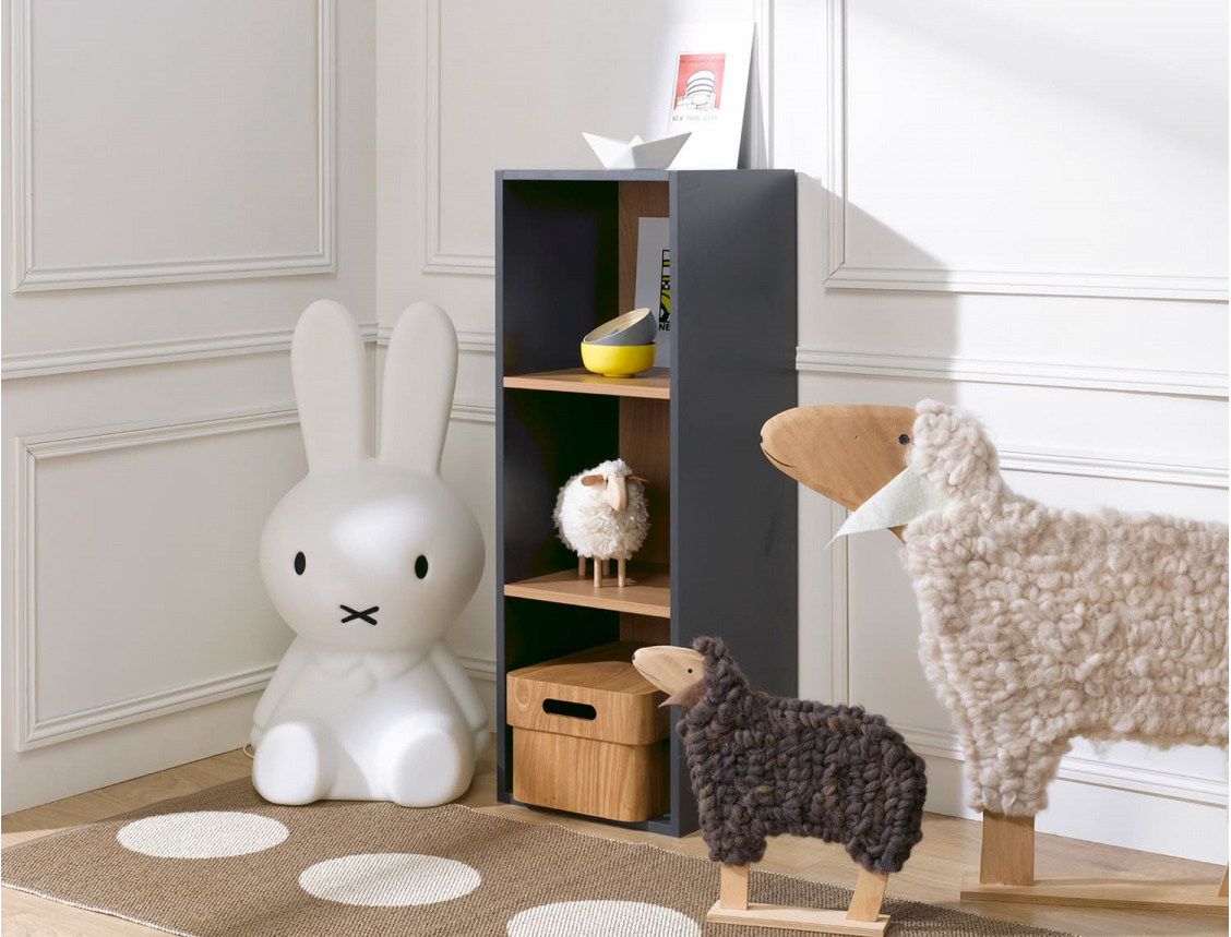 Anthracite 3-compartment storage cube