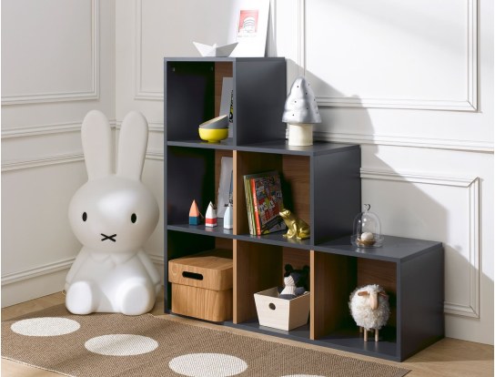 Anthracite 6-compartment staircase storage cube