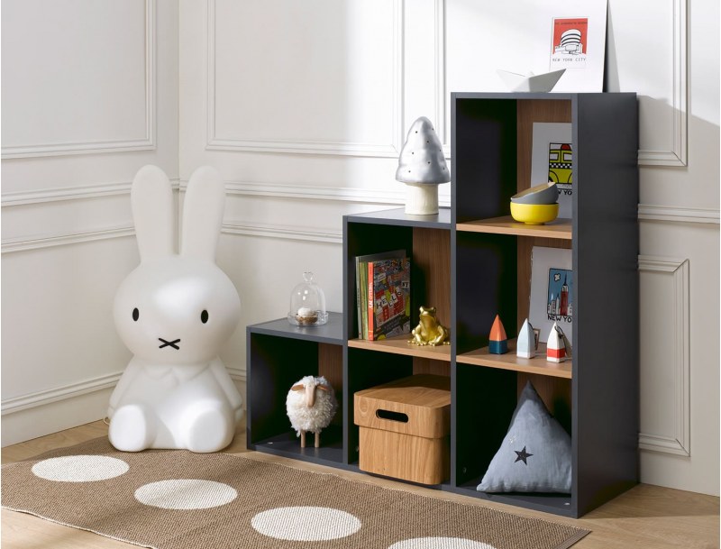 Anthracite 6-compartment staircase storage cube