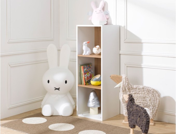 Meuble de rangement cube enfant EMMIE avec 6 cases en bois blanc