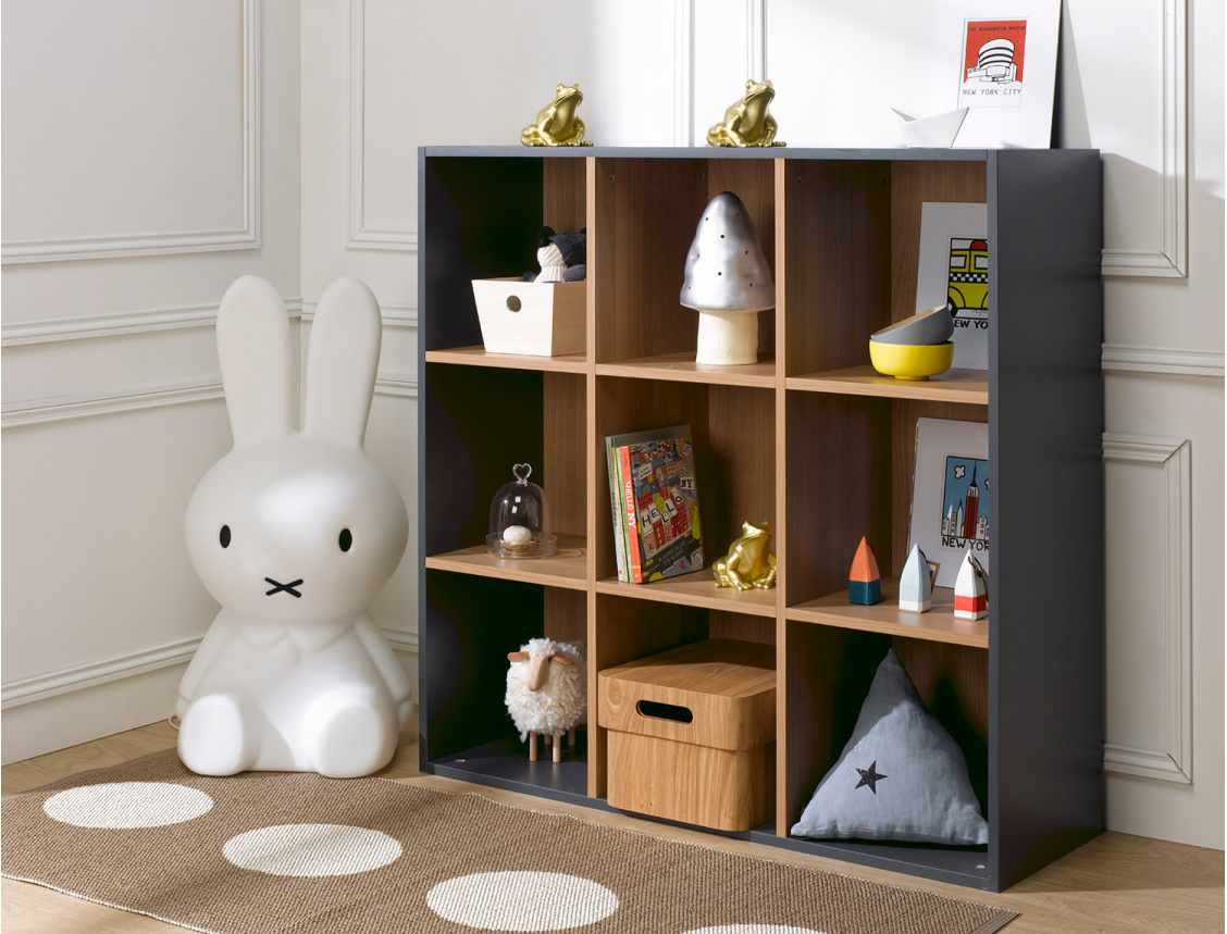 Anthracite 9-compartment storage cube