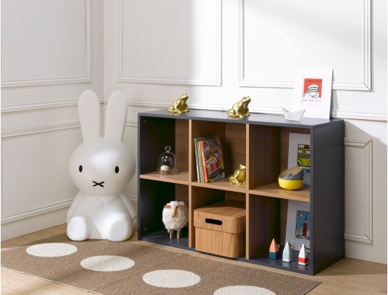 Horizontal anthracite 6-compartment storage cube