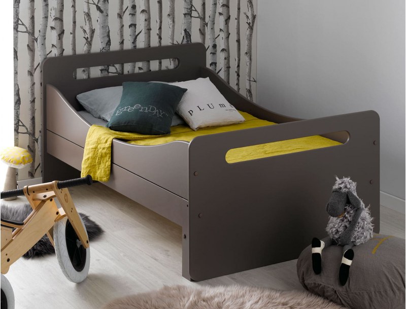 Taupe convertible children's bed 90x140 and 190 cm