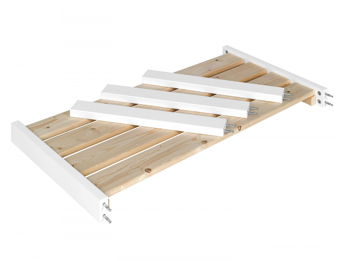 Witte bedverlenging voor hutbed, apart verkrijgbaar.