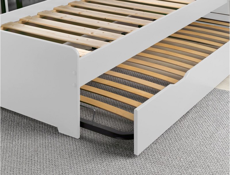 Letto estraibile a doghe Feroe bianco 90x190