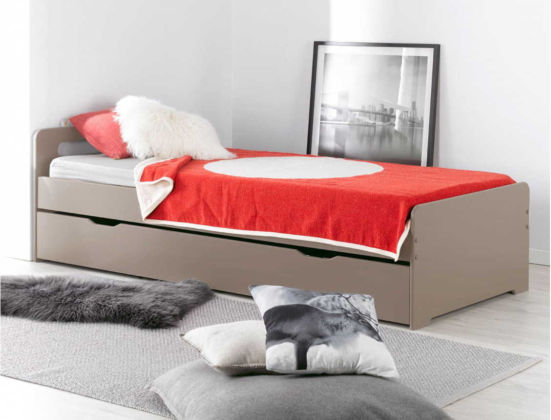 Children's trundle bed 90x190 Linen 2 sleeping spaces