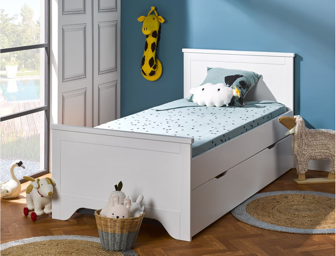 White Occitane trundle bed with two sleeping spaces 90x190