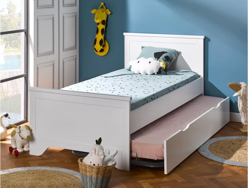 Trundle bed with two sleeping spaces 90x190 Occitane white