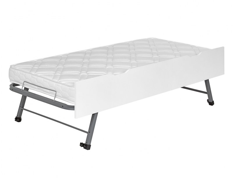 Ausziehbett - Ausziehbett Färöer Weiß 90x200 + 2 Matratzen