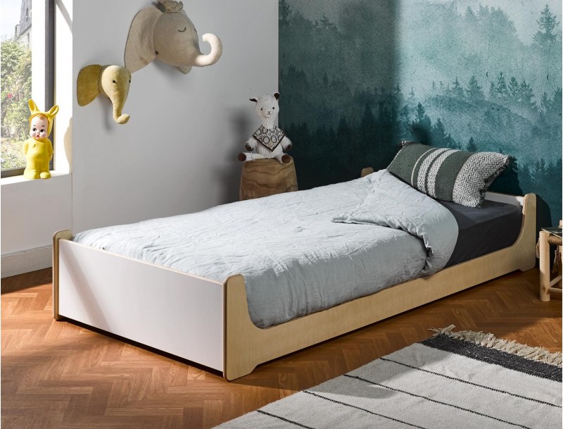 Letto per bambini in legno 90x190 cm a terra Montessori fabbricato in Francia
