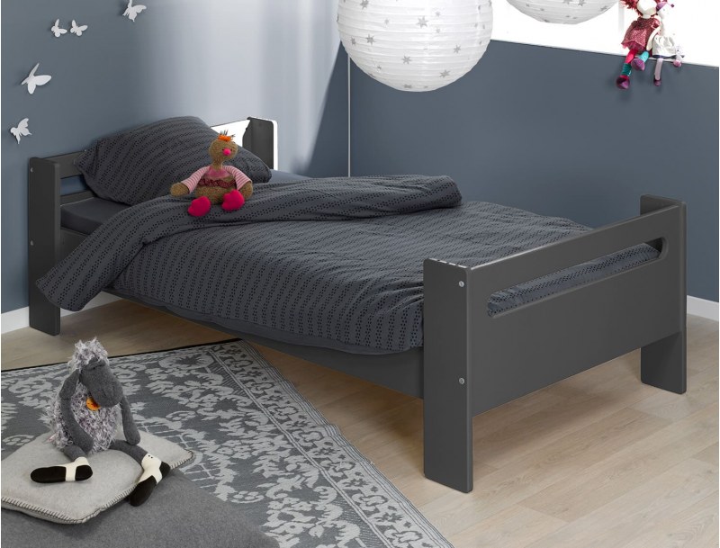 Letto per bambini Grigio antracite 0x190 cm fabbricato in Francia. letto London.