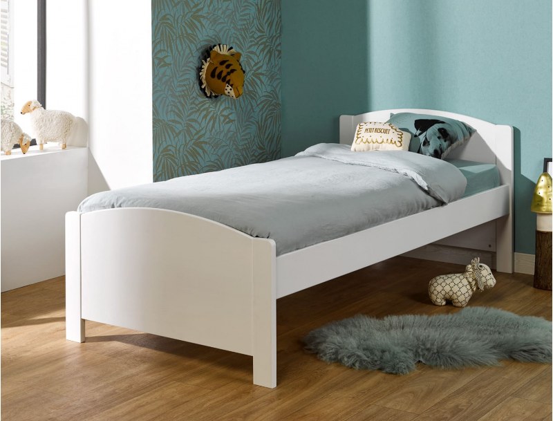 Children's bed in solid wood 90x200 cm White Opale
