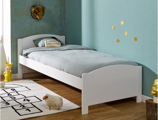 Lit couchage 90x200 avec tête de lit, sommier et matelas