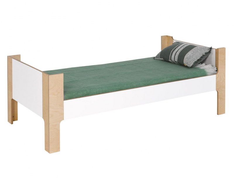 Lit enfant 90x190 cm Blanc et bois Natura